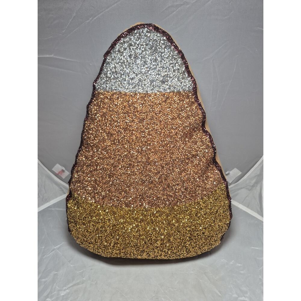 💥 Sparkles Home Pillow Orange Yellow Rhinestone Halloween Candy Corn New Bling